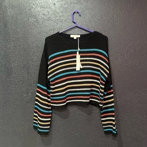 LOVESTITCH Multicolored Striped Knitted Cropped Sweater Size Small NWT - Picture 1 of 6
